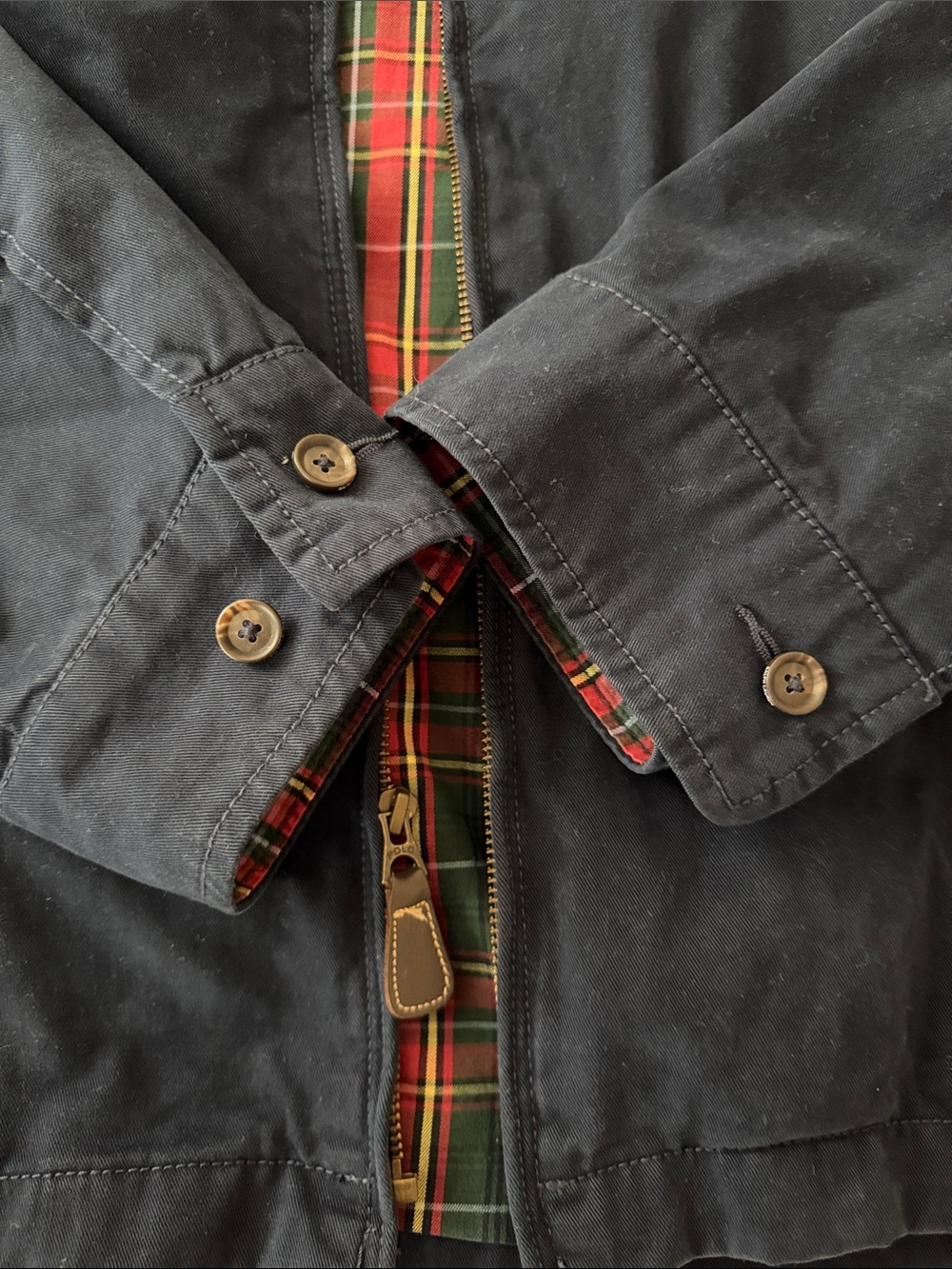 Polo by Ralph Lauren Navy Zip-Front Harrington with Tartan Trim - Picture 3 of 4